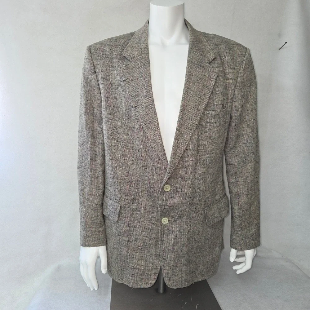 Yorkshire Ltd Blazer Men 44R Gray Multi 100% Silk Textured Two-Button Sport Coat